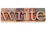 write - word in letterpress type